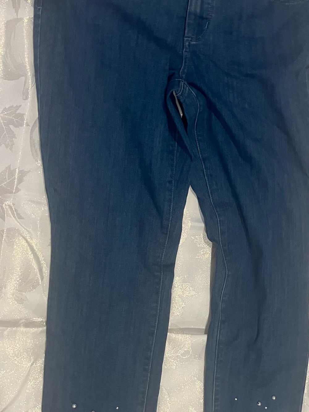 NYDJ Women's Dark Indigo Skinny Jeans with Subtle Hem Studs